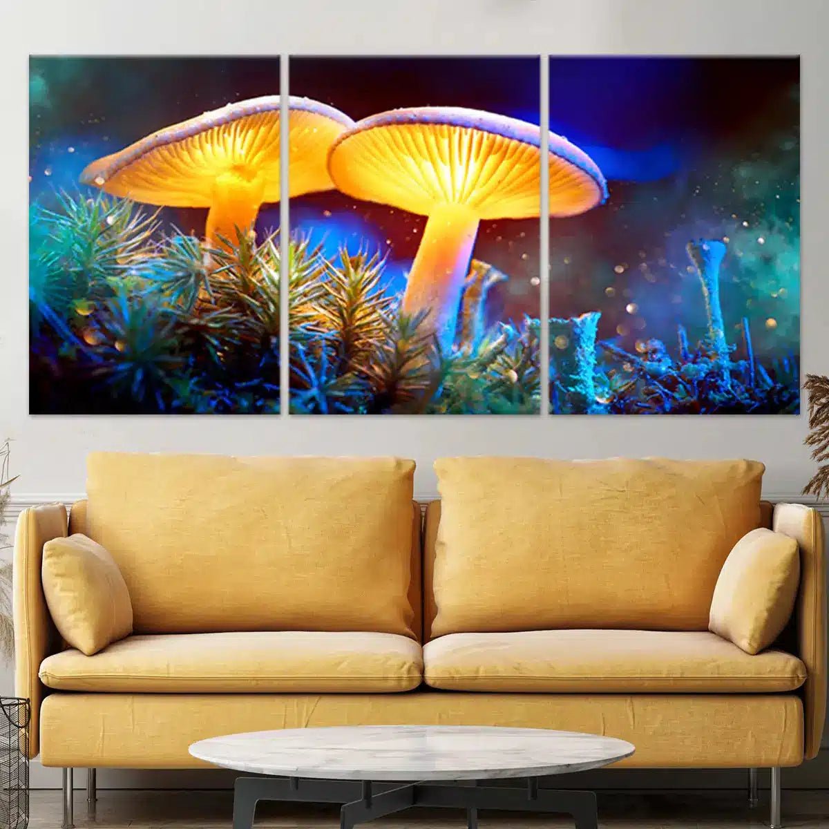 Glowing Mushrooms Psychedelic Wall Art Canvas Print-Stunning Canvas Prints