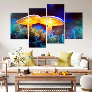 Glowing Mushrooms Psychedelic Wall Art Canvas Print-Stunning Canvas Prints