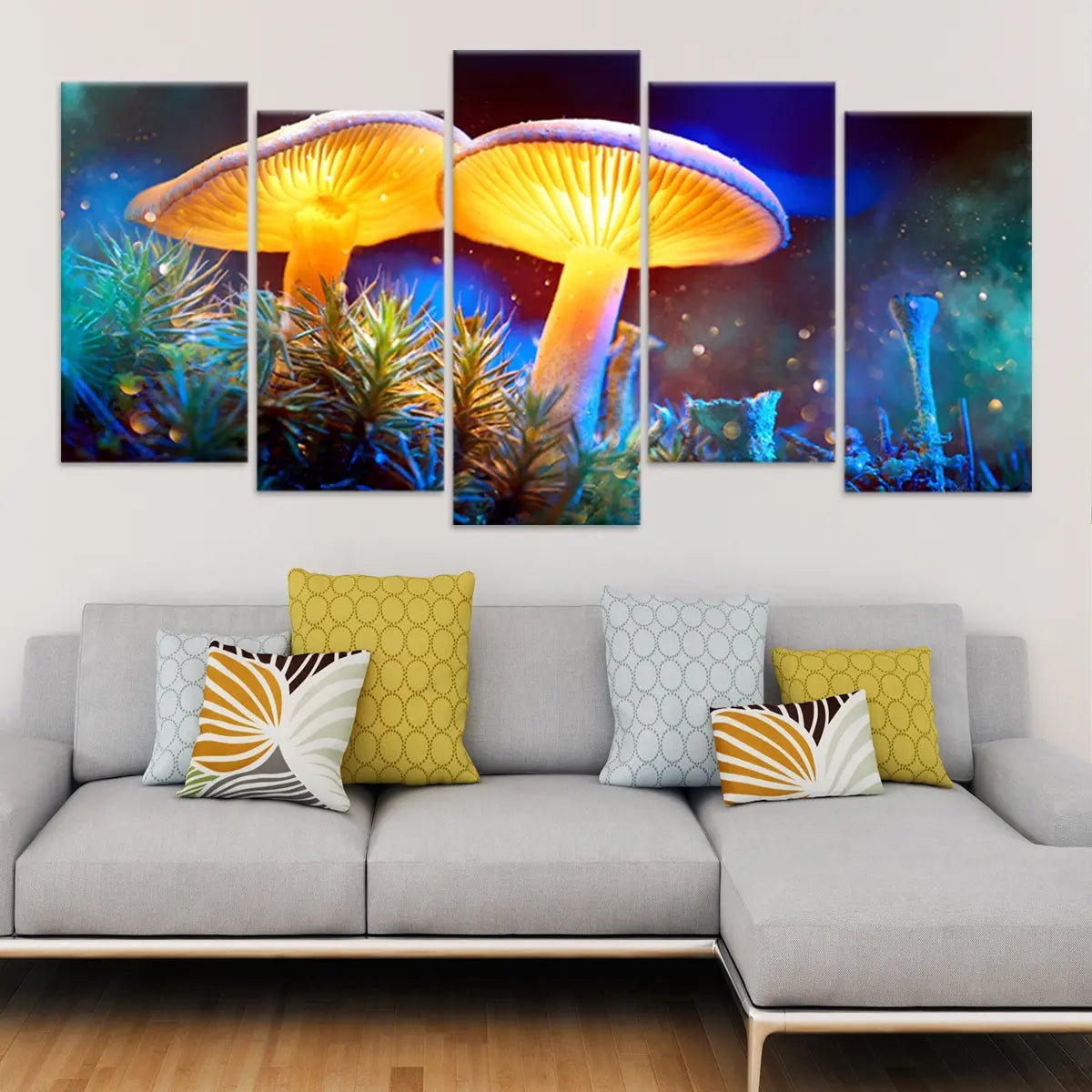 Glowing Mushrooms Psychedelic Wall Art Canvas Print-Stunning Canvas Prints