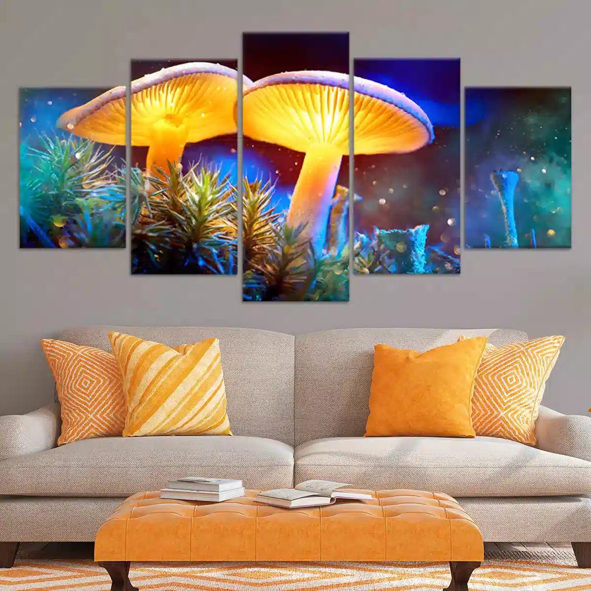 Glowing Mushrooms Psychedelic Wall Art Canvas Print-Stunning Canvas Prints