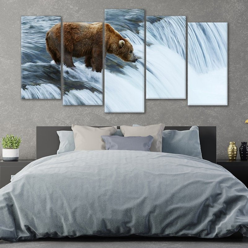 Fishing grizzly Bear Wall Art Canvas-Stunning Canvas Prints