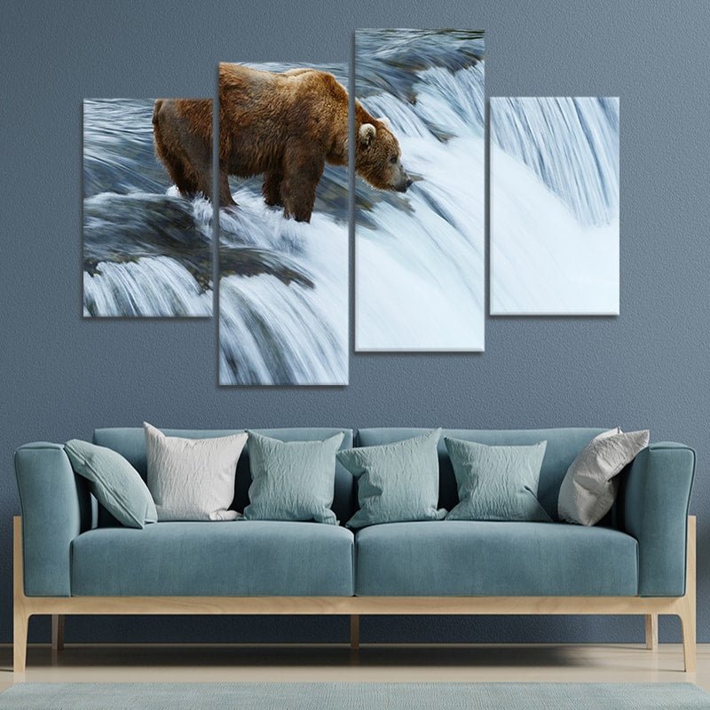 Fishing grizzly Bear Wall Art Canvas-Stunning Canvas Prints