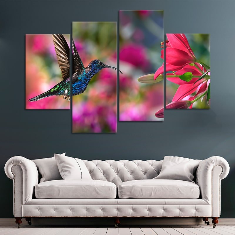 Wall Mural Flower with colibri. 