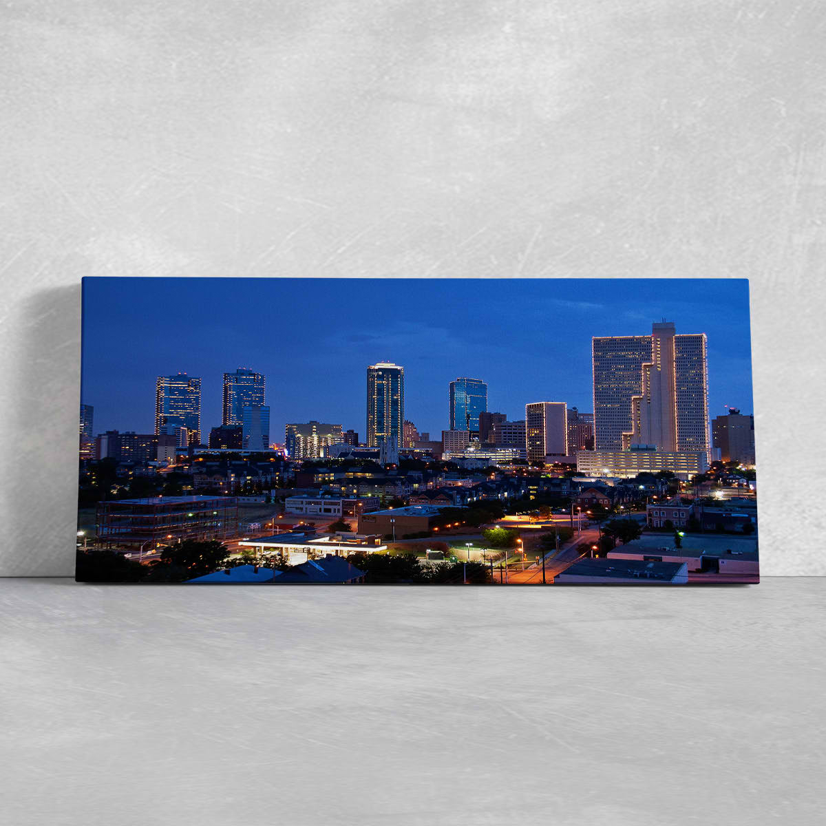 Fort Worth Skyline At Night Wall Art Canvas-Stunning Canvas Prints