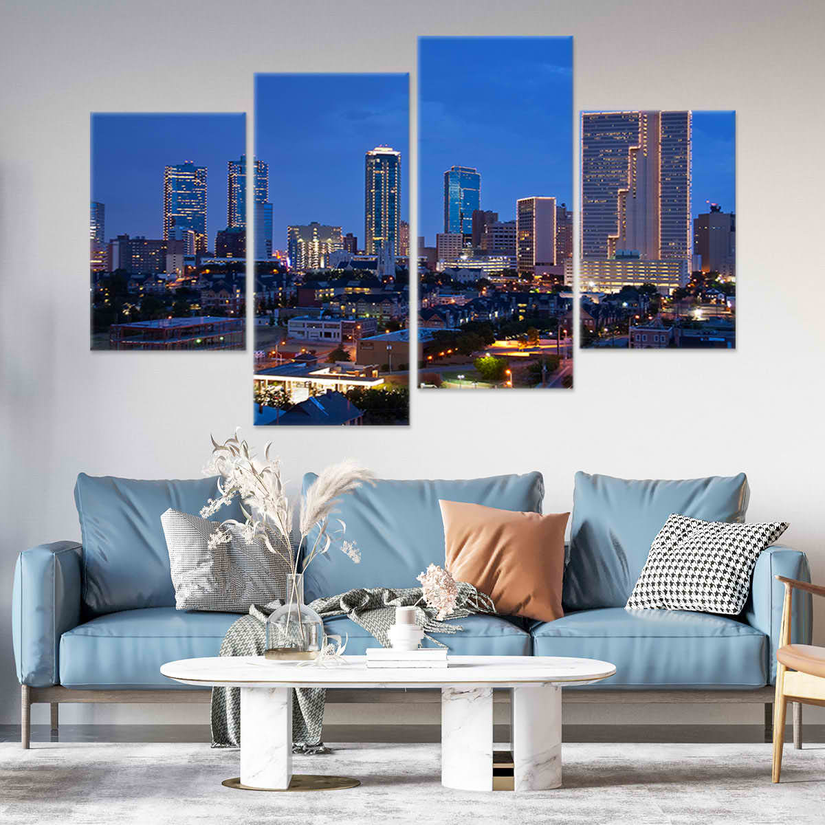 Fort Worth Skyline At Night Wall Art Canvas-Stunning Canvas Prints