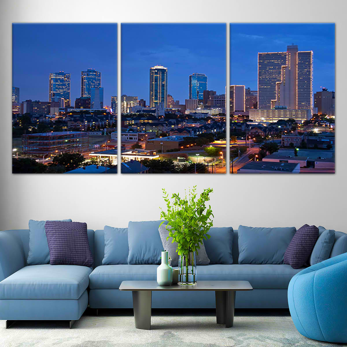 Fort Worth Skyline At Night Wall Art Canvas-Stunning Canvas Prints