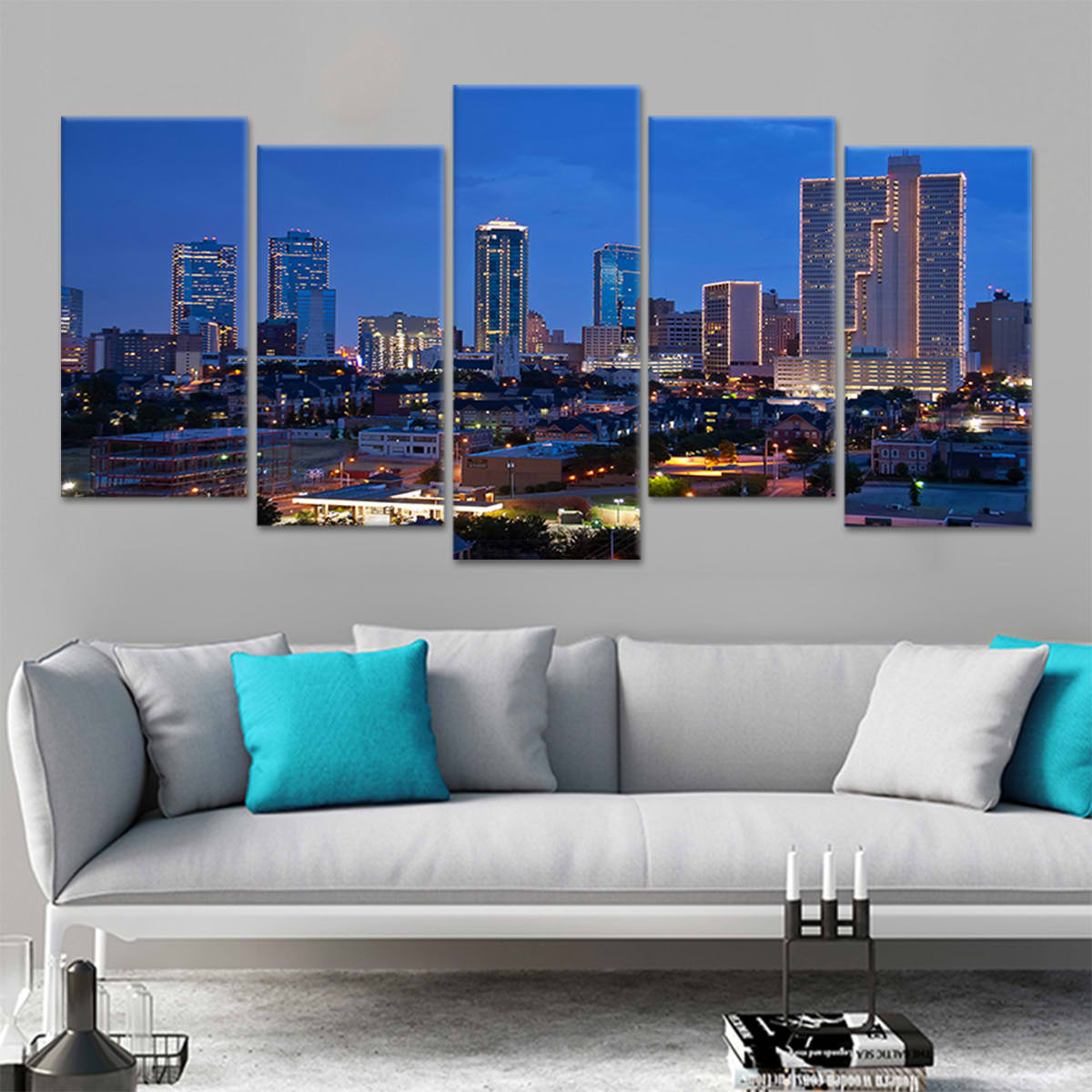 Fort Worth Skyline At Night Wall Art Canvas-Stunning Canvas Prints