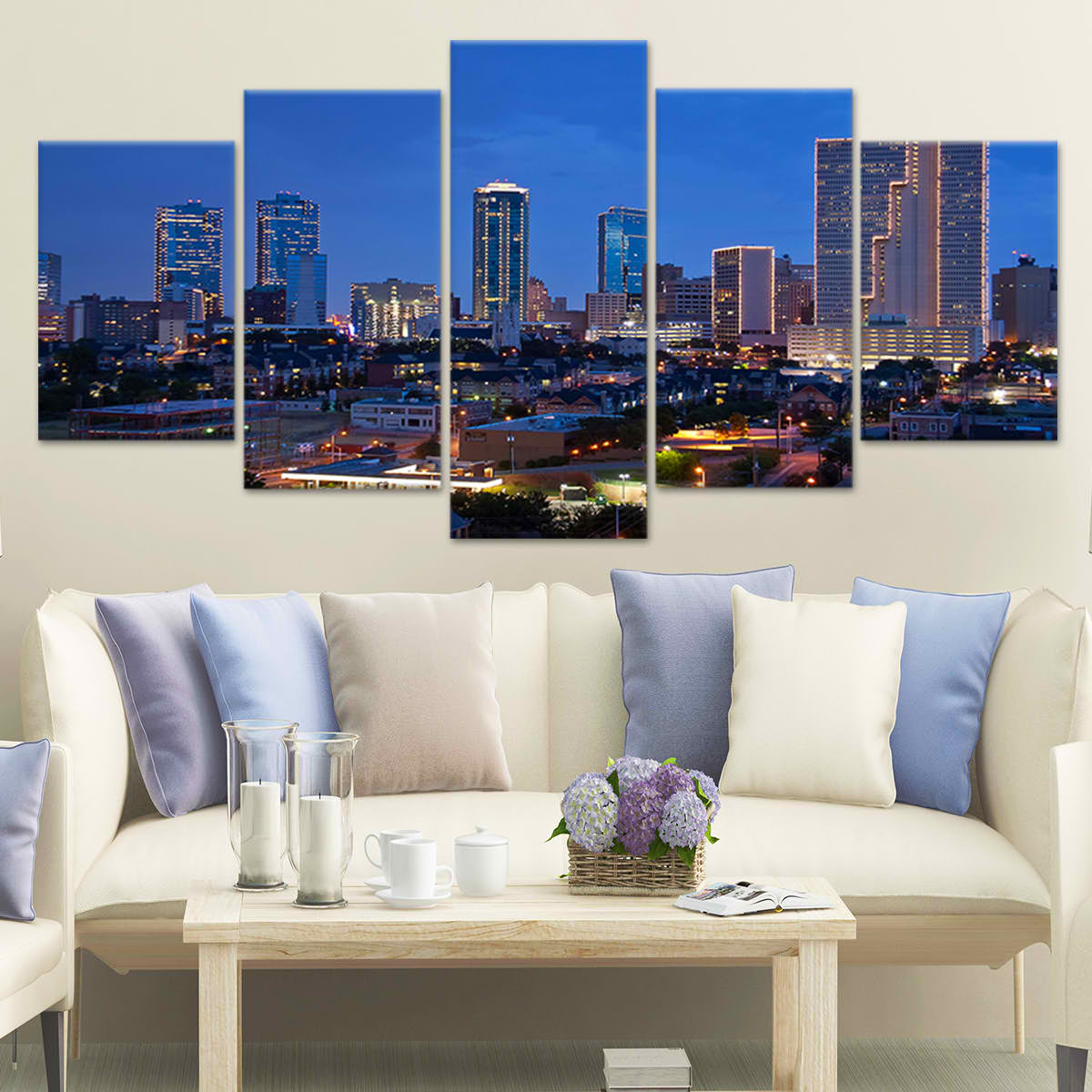 Fort Worth Skyline At Night Wall Art Canvas-Stunning Canvas Prints