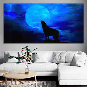 Blue Howling Wolf Wall Art Canvas-Stunning Canvas Prints