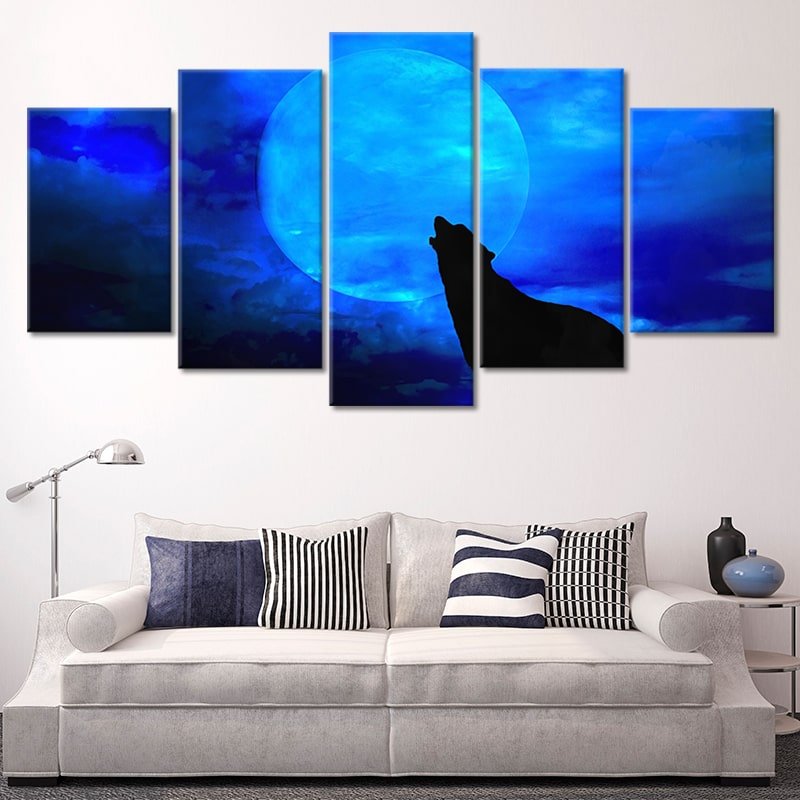 Blue Howling Wolf Wall Art Canvas-Stunning Canvas Prints