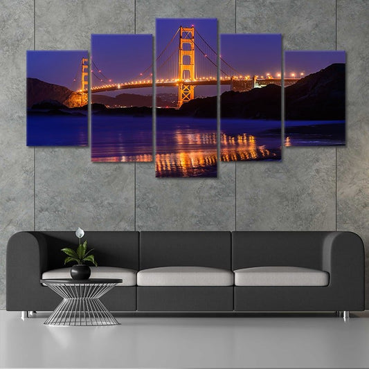 Golden Gate Bridge Reflection Wall Art Canvas-Stunning Canvas Prints