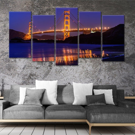 Golden Gate Bridge Reflection Wall Art Canvas-Stunning Canvas Prints