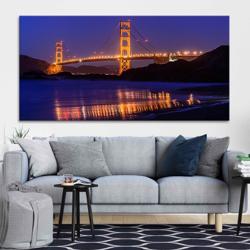 Golden Gate Bridge Reflection Wall Art Canvas-Stunning Canvas Prints