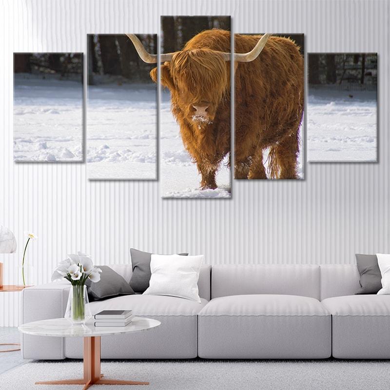 Winter Hairy Cow Wall Art Canvas-Stunning Canvas Prints