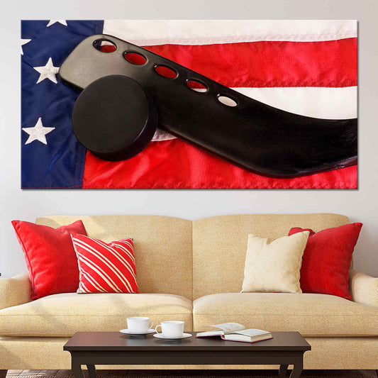 American Hockey Flag Wall Art Canvas Print-Stunning Canvas Prints