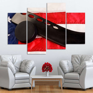 American Hockey Flag Wall Art Canvas Print-Stunning Canvas Prints