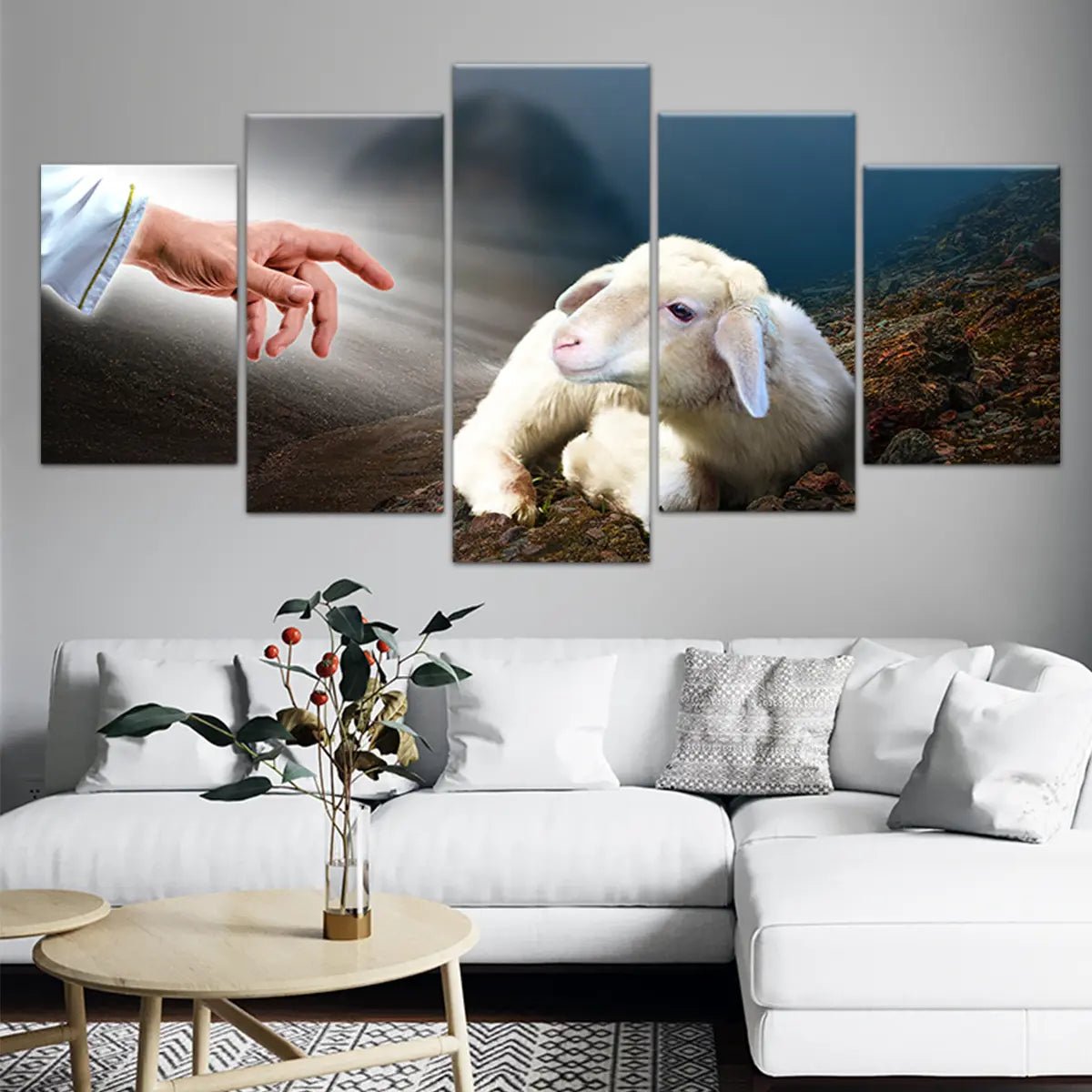 Jesus and the lamb picture, sacred heart of Jesus framed picture, Christian wall hangings, framed Christian artwork, Jesus framed wall art, Christian inspirational wall art.