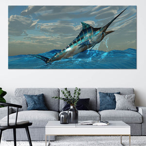 Designart Fishing Majestic Marlins Jumping I Hunting & Fishing Canvas  Wall Art - Bed Bath & Beyond - 38975435