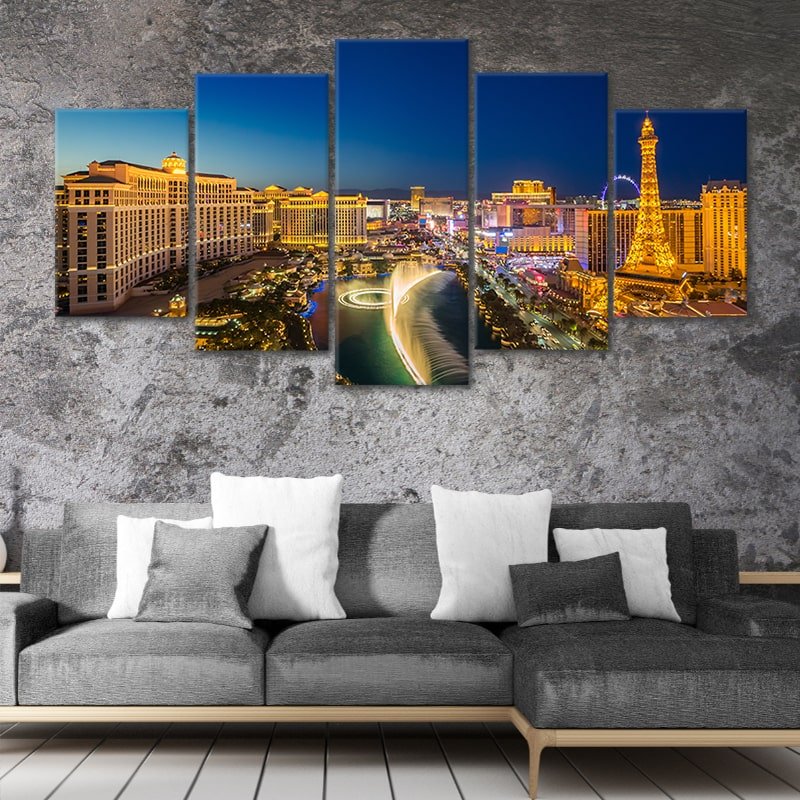  Large Canvas Wall Art 3 Panel Las Vegas Strip Skyline Picture  Modern Art Wall Decor Canvas Painting Posters and Prints Decoration Home  Wall Pictures for Living Room: Posters & Prints