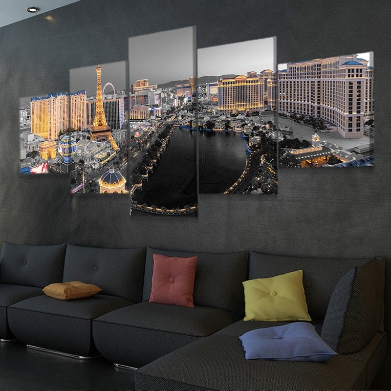 Las Vegas Skyline Black And White Wall Art Canvas-Stunning Canvas Prints