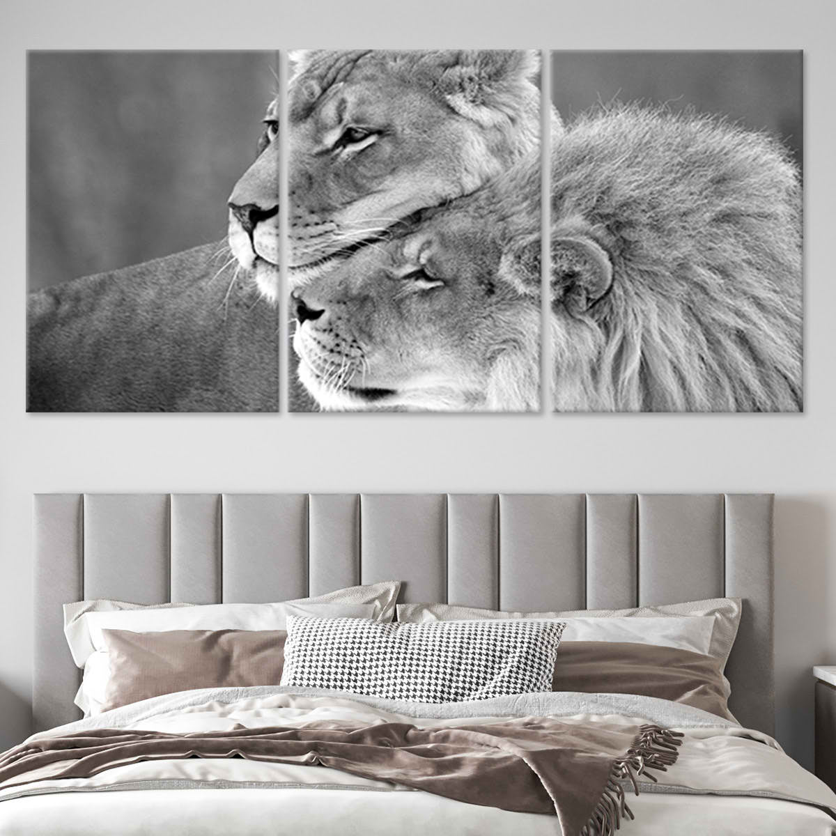 Black And White Loving Lions Wall Art Canvas-Stunning Canvas Prints