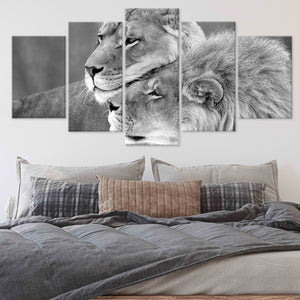 Black And White Loving Lions Wall Art Canvas-Stunning Canvas Prints