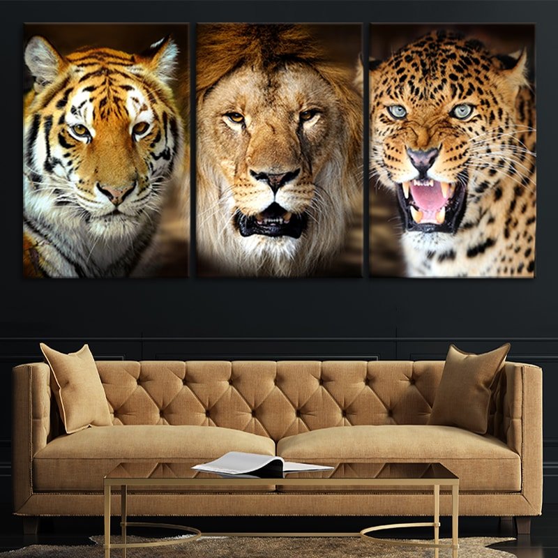 Lion Tiger Leopard Canvas Wall Art l by Stunning Canvas Prints