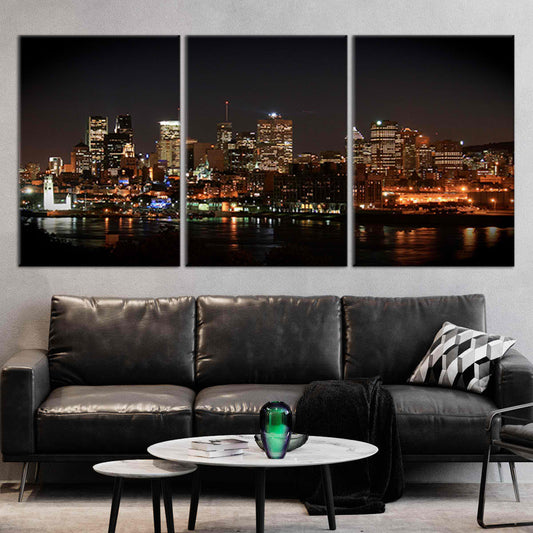 Montreal Skyline At Night Wall Art Canvas-Stunning Canvas Prints