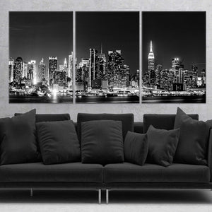 New York Skyline At Night Wall Art Canvas-Stunning Canvas Prints