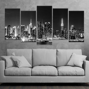 New York Skyline At Night Wall Art Canvas-Stunning Canvas Prints