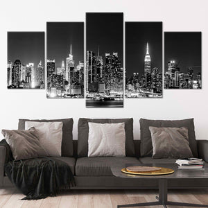 New York Skyline At Night Wall Art Canvas-Stunning Canvas Prints