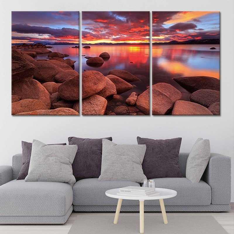 5 Piece Art Wall Art Lake Tahoe Fly Fishing Photography Painting Picture  Bedroom Canvas Art Print