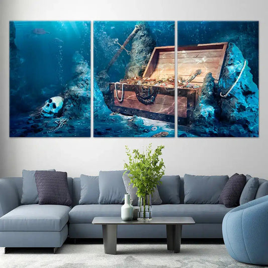 Underwater Pirate Treasure Wall Art Canvas Print-Stunning Canvas Prints