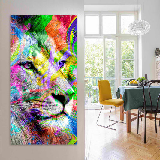 Pop Art Lion Head Vertical Wall Art Canvas-Stunning Canvas Prints