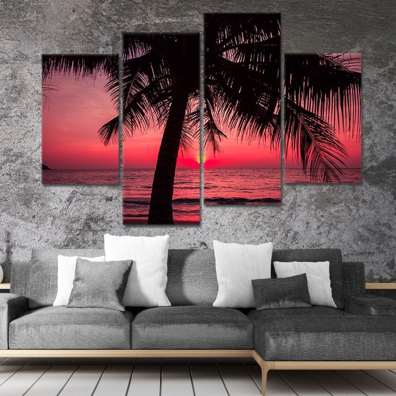 Tropical palm Tree Sunset Wall Art Canvas-Stunning Canvas Prints