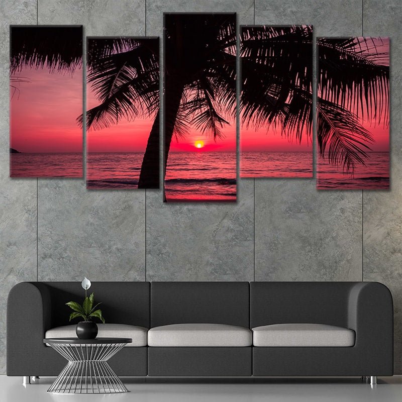 Tropical palm Tree Sunset Wall Art Canvas-Stunning Canvas Prints