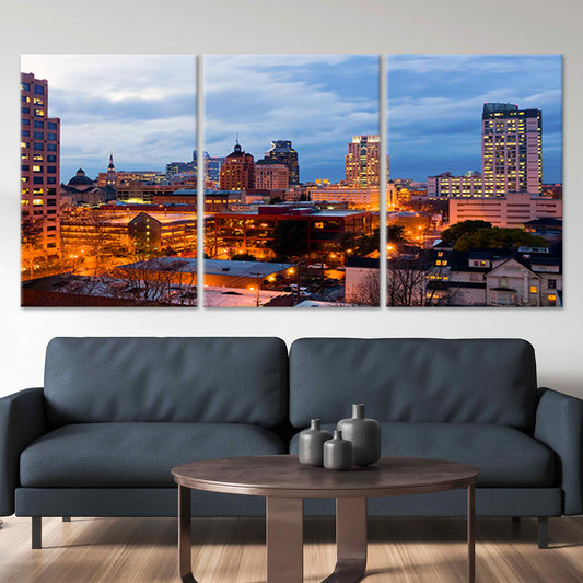 Sacramento Skyline At Night Wall Art Canvas-Stunning Canvas Prints