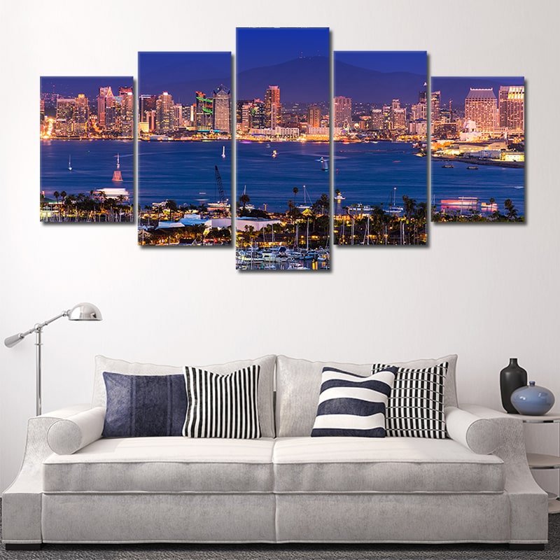 San Diego Skyline At Night Wall Art Canvas-Stunning Canvas Prints