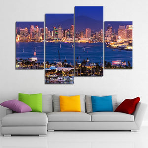 San Diego Skyline At Night Wall Art Canvas-Stunning Canvas Prints