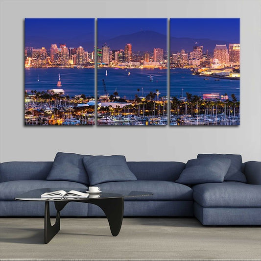 San Diego Skyline At Night Wall Art Canvas-Stunning Canvas Prints