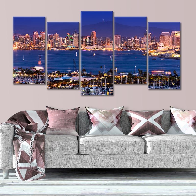 San Diego Skyline At Night Wall Art Canvas-Stunning Canvas Prints