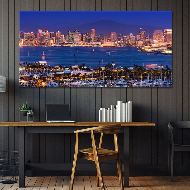 San Diego Skyline At Night Wall Art Canvas-Stunning Canvas Prints