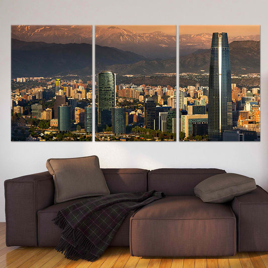 Santiago De Chile At Sunset Skyline Wall Art Canvas-Stunning Canvas Prints