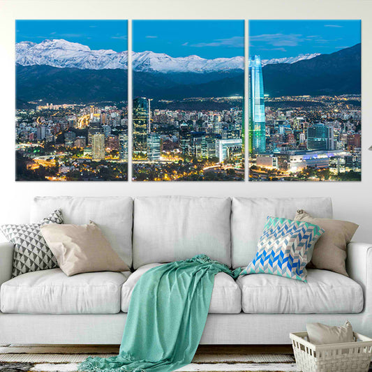 Santiago De Chile Skyline Wall Art Canvas-Stunning Canvas Prints