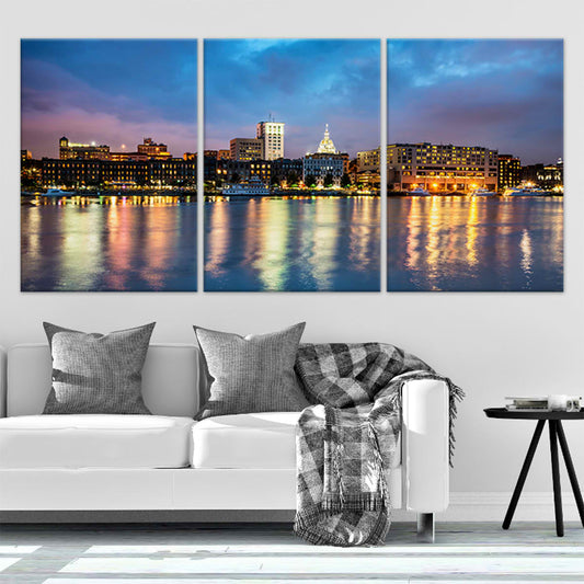 Savannah Georgia Skyline Wall Art Canvas-Stunning Canvas Prints