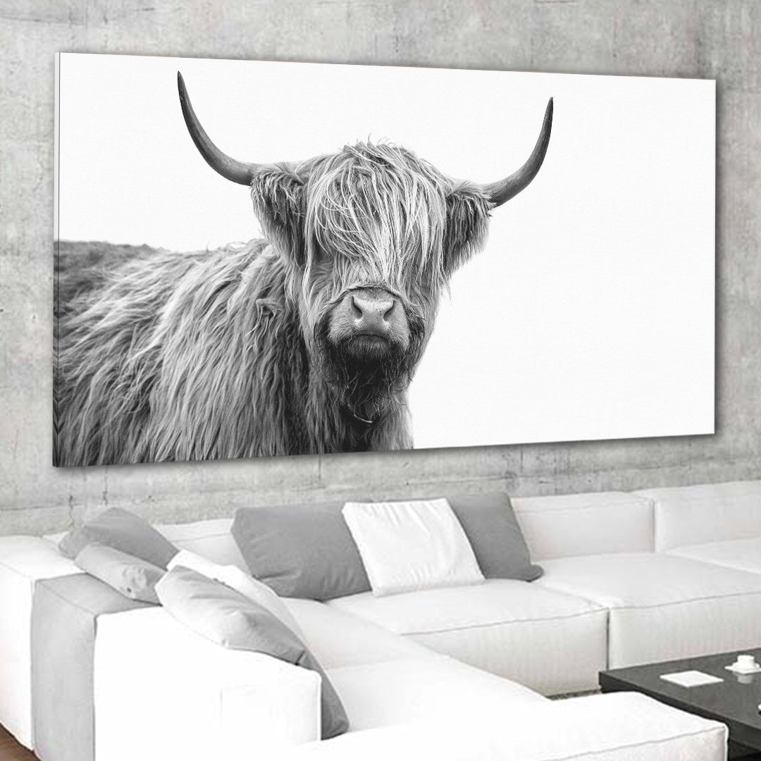 Highland Cow Picture Framed, Cow Wall Art Canvas, Highland Cow Poster, Cow Picture Decor