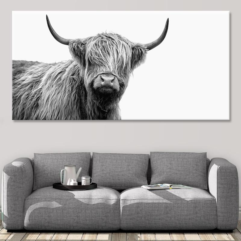 Highland Cow Print Removable Wallpaper Longhorn Wall Art Bedroom