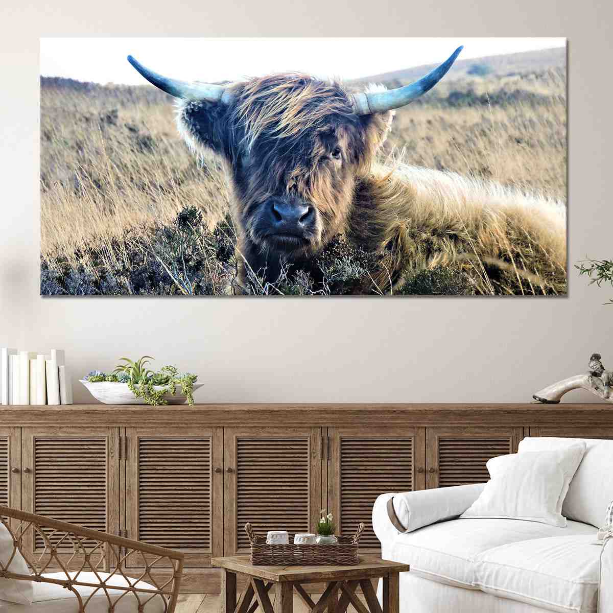 Sepia Highland Cow Wall Art Canvas-Stunning Canvas Prints