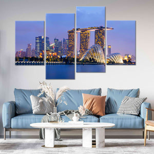 Singapore At Dusk Skyline Wall Art Canvas-Stunning Canvas Prints