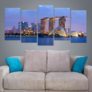 Singapore At Dusk Skyline Wall Art Canvas-Stunning Canvas Prints